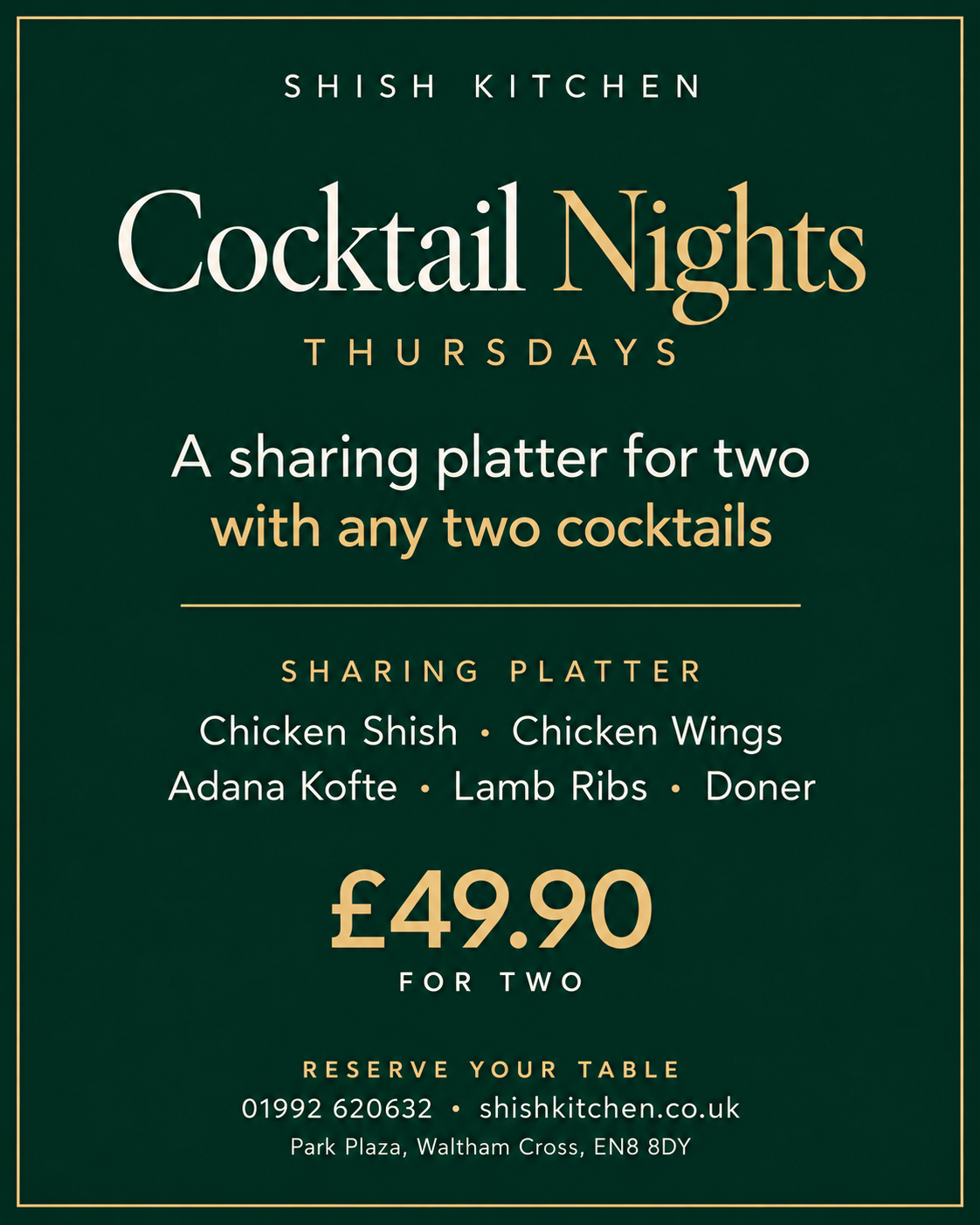 Cocktail Nights Thursdays sharing platter for two